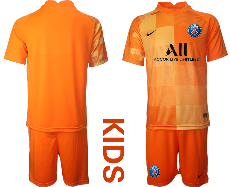 Cheap Youth 2021-2022 Club Paris St German orange red goalkeeper blank Soccer Jersey